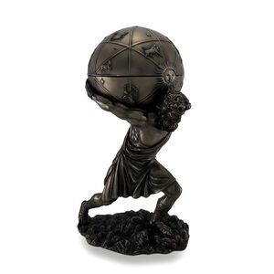 Bronzed Atlas Holding Up Celestial Sphere Statue/Storage Box